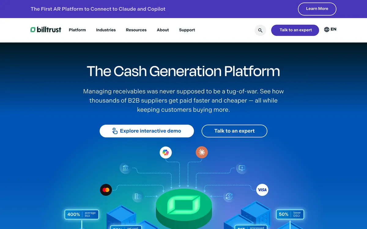 Billtrust homepage